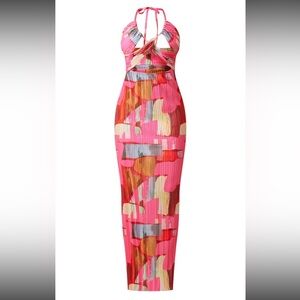 Pink cut out abstract dress